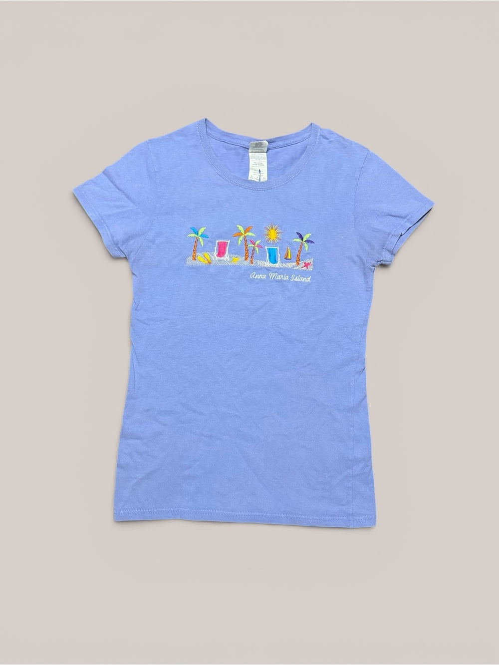 90s Vintage Anna Maria Island Top with Embroidered Beach Details